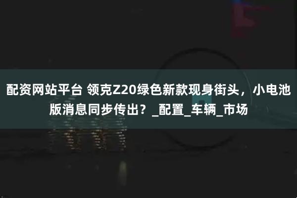 配资网站平台 领克Z20绿色新款现身街头，小电池版消息同步传出？_配置_车辆_市场
